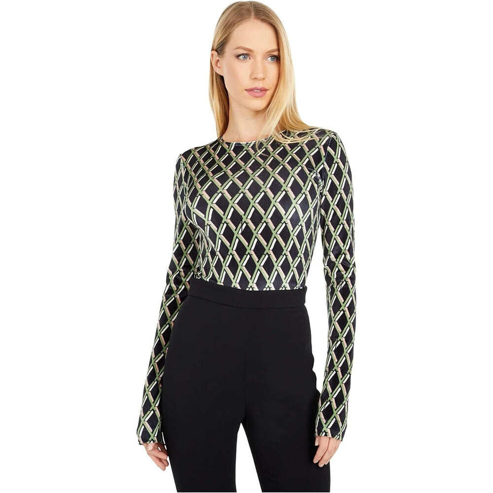 Preen by Thornton Bregazzi Noa Top Women's Medium Black Diamond Print RED544